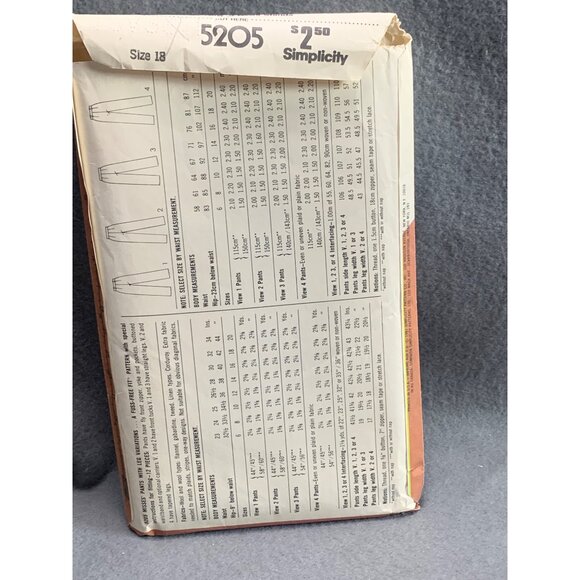 Simplicity 5205 Misses' Pants Sewing Pattern Size 18 - Picture 2 of 2